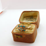 Victorian 9ct Yellow Gold, Turquoise & Seed Pearl Dress Ring 1877 Birmingham