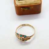 Victorian 9ct Yellow Gold, Turquoise & Seed Pearl Dress Ring 1877 Birmingham