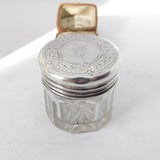 Victorian Asprey Sterling Silver Cut Glass Trinket Pot 1879 London Antique