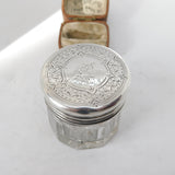 Victorian Asprey Sterling Silver Cut Glass Trinket Pot 1879 London Antique
