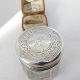 Victorian Asprey Sterling Silver Cut Glass Trinket Pot 1879 London Antique