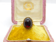 Victorian 9ct Yellow Gold & Cabochon Bohemian Garnet Band Ring Antique c1900