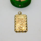 Victorian Aesthetic Movement 9ct Gold Rose Flower Pendant 1887 Antique