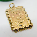Victorian Aesthetic Movement 9ct Gold Rose Flower Pendant 1887 Antique