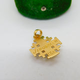 18ct Yellow Gold & 0.1ct Diamond Jerusalem Cross Pendant Vintage c1960