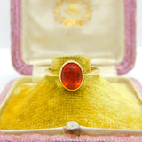 18ct Yellow Gold & Cabochon Fire Opal Band Ring 1994 London Vintage