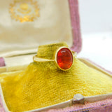 18ct Yellow Gold & Cabochon Fire Opal Band Ring 1994 London Vintage