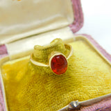 18ct Yellow Gold & Cabochon Fire Opal Band Ring 1994 London Vintage