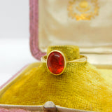 18ct Yellow Gold & Cabochon Fire Opal Band Ring 1994 London Vintage