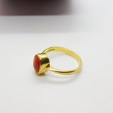 18ct Yellow Gold & Cabochon Fire Opal Band Ring 1994 London Vintage