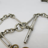 Sterling Silver Trombone Link Double Albert Watch Chain Antique 1919 Birmingham