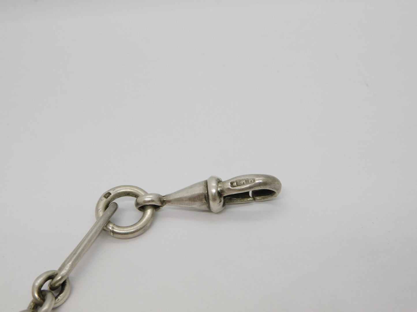 Sterling Silver Trombone Link Double Albert Watch Chain Antique 1919 Birmingham