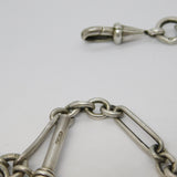 Sterling Silver Trombone Link Double Albert Watch Chain Antique 1919 Birmingham