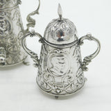 Victorian Dutch Sterling Silver Miniature Samovar Tea Service Antique c1880