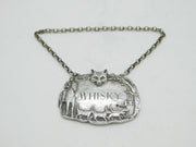 Sterling Silver Hunting Interest Fox Mask Whisky Decanter Label 1972 London
