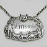 Sterling Silver Hunting Interest Fox Mask Whisky Decanter Label 1972 London