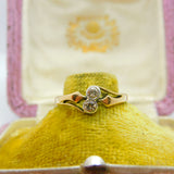 18ct Yellow Gold & 0.2ct Diamond Crossover Ring Antique c1920 Art Deco