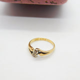 18ct Yellow Gold & 0.2ct Diamond Crossover Ring Antique c1920 Art Deco