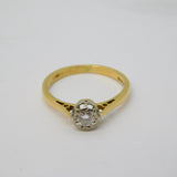 18ct Yellow Gold 0.2ct Diamond Set Solitaire Ring Vintage 1969 London