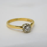 18ct Yellow Gold 0.2ct Diamond Set Solitaire Ring Vintage 1969 London