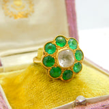 Victorian 22ct Yellow Gold, Green-White Paste Set Cluster Ring Indian c1890