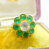 Victorian 22ct Yellow Gold, Green-White Paste Set Cluster Ring Indian c1890
