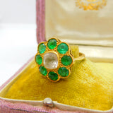 Victorian 22ct Yellow Gold, Green-White Paste Set Cluster Ring Indian c1890