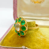 Victorian 22ct Yellow Gold, Green-White Paste Set Cluster Ring Indian c1890