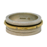 Sterling Silver, Gold & Diamond Set Spinner Ring Vintage 2000 Edinburgh