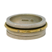 Sterling Silver, Gold & Diamond Set Spinner Ring Vintage 2000 Edinburgh