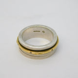 Sterling Silver, Gold & Diamond Set Spinner Ring Vintage 2000 Edinburgh
