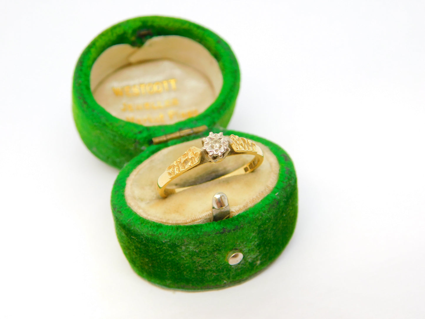 Edwardian 18ct Yellow Gold & Diamond Solitaire Ring Antique c1910