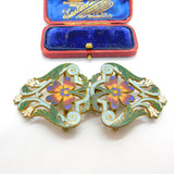 Victorian Art Nouveau Gilt Metal Colourful Enamel Floral Nurses Buckle c1880