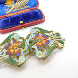 Victorian Art Nouveau Gilt Metal Colourful Enamel Floral Nurses Buckle c1880