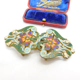 Victorian Art Nouveau Gilt Metal Colourful Enamel Floral Nurses Buckle c1880