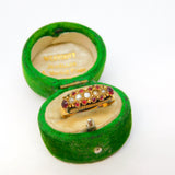 Victorian 15ct Yellow Gold, Garnet & Pearl Set Boat Ring Antique 1876 Chester