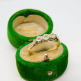 Victorian 18ct Yellow Gold Platinum Set Diamond Three-Stone Ring Antique c1890