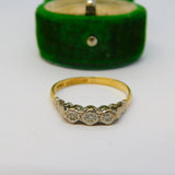 Victorian 18ct Yellow Gold Platinum Set Diamond Three-Stone Ring Antique c1890