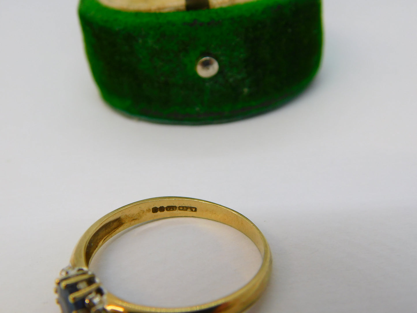 9ct Yellow Gold, Sapphire & Diamond Dress Ring Vintage 1993 London
