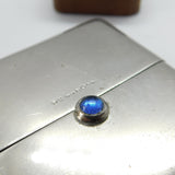 Silver Plated Cabochon Butterfly Wing Set Vesta Case c1920 Antique Art Deco