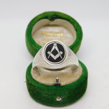 Sterling Silver & Enamel Masonic Swivel Signet Ring Vintage 1987 Birmingham