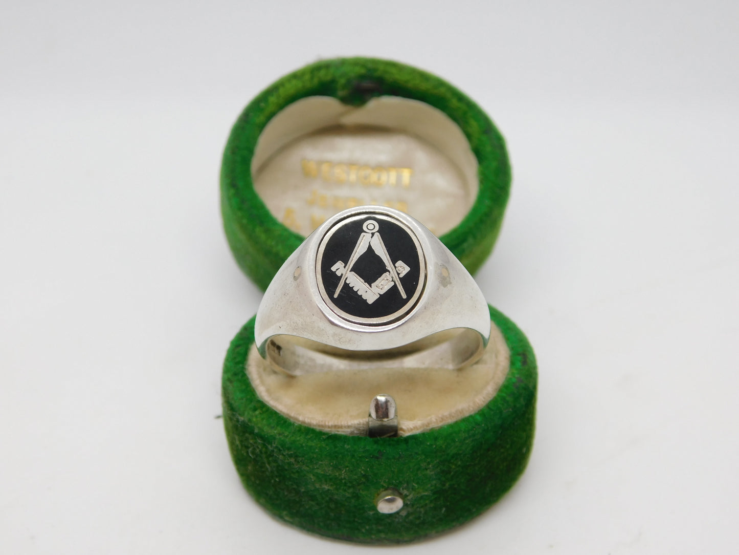 Sterling Silver & Enamel Masonic Swivel Signet Ring Vintage 1987 Birmingham