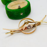 Victorian 18ct Yellow Gold & 0.4ct Old Cut Diamond Set Crossover Brooch Antique c1900