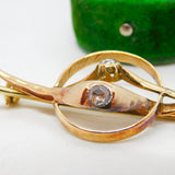 Victorian 18ct Yellow Gold & 0.4ct Old Cut Diamond Set Crossover Brooch Antique c1900