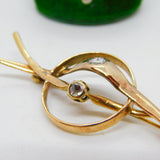Victorian 18ct Yellow Gold & 0.4ct Old Cut Diamond Set Crossover Brooch Antique c1900