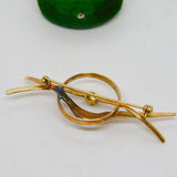 Victorian 18ct Yellow Gold & 0.4ct Old Cut Diamond Set Crossover Brooch Antique c1900