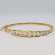 Victorian 15ct Yellow Gold Graduating Australian Opal Bangle Antique c1890