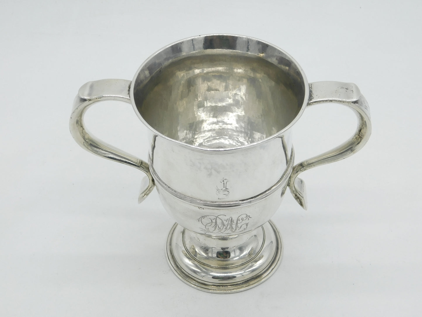 King George II Sterling Silver Two Handled Loving Cup Copper Base c1730 Antique