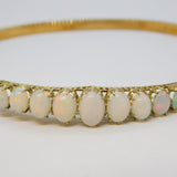 Victorian 15ct Yellow Gold Graduating Australian Opal Bangle Antique c1890