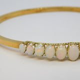 Victorian 15ct Yellow Gold Graduating Australian Opal Bangle Antique c1890